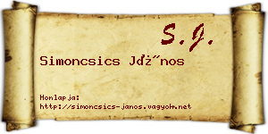 Simoncsics János névjegykártya