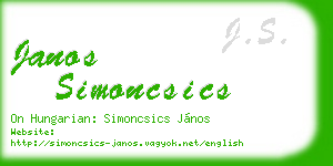 janos simoncsics business card